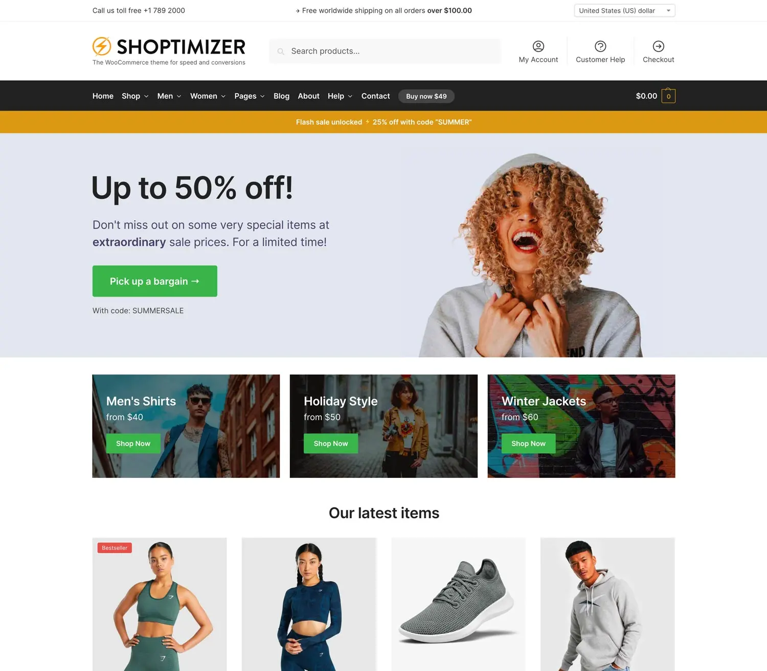 Shoptimizer WooCommerce Theme on Desktop