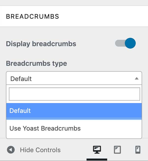 Yoast breadcrumbs option