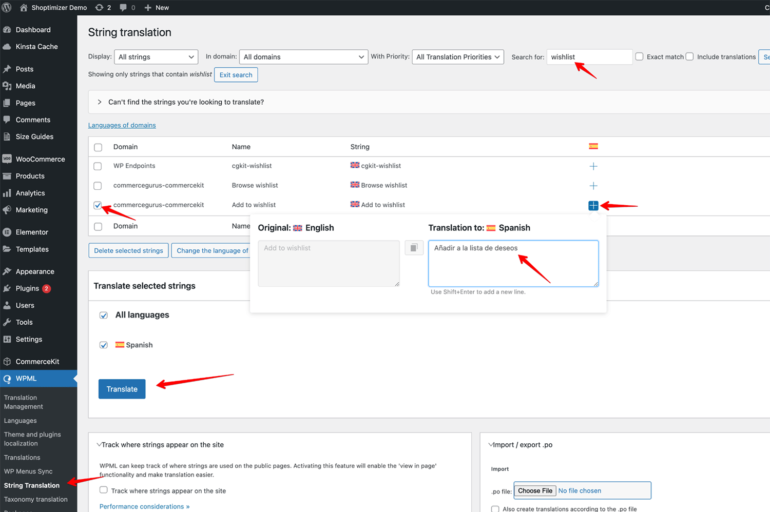 String translation in WPML