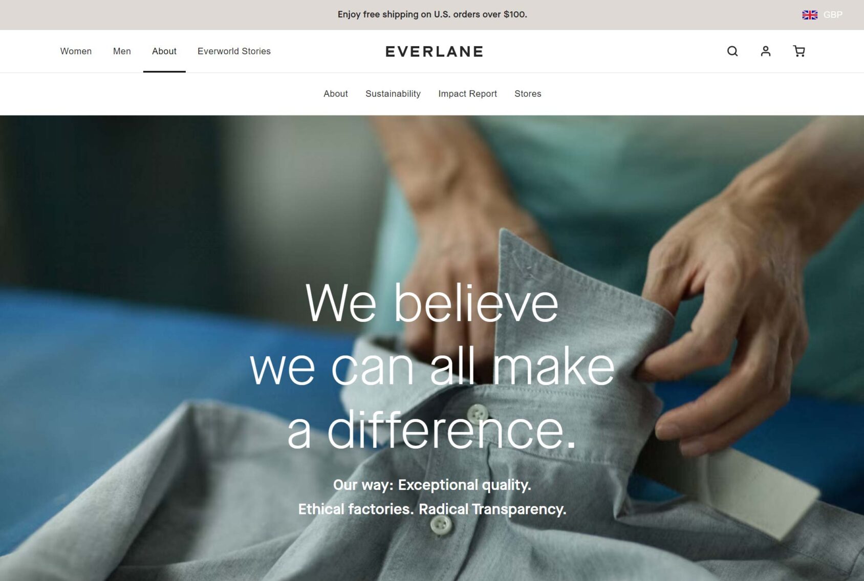 Everlane About Us Page Example