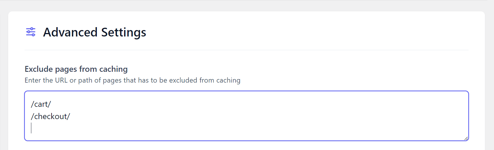 Exclude Pages From Cache