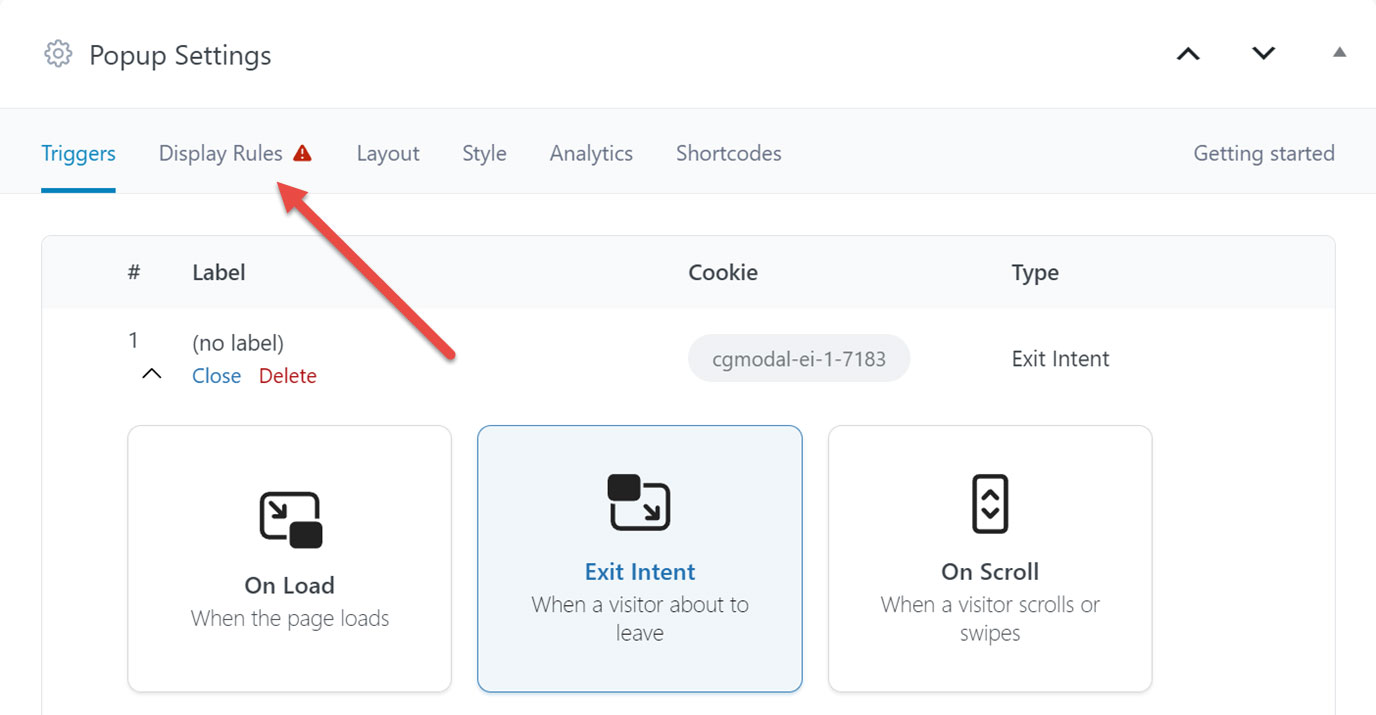 Exit Intent Popup Display Rules