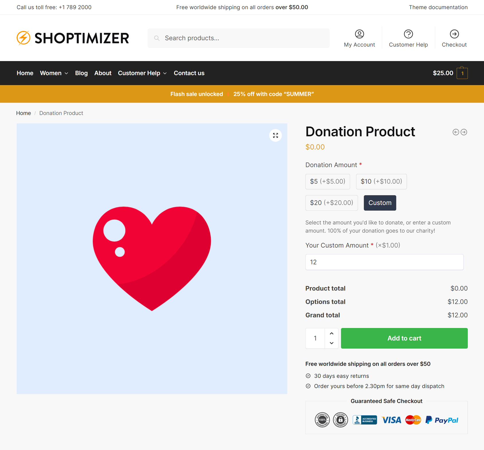 Custom Donation Product