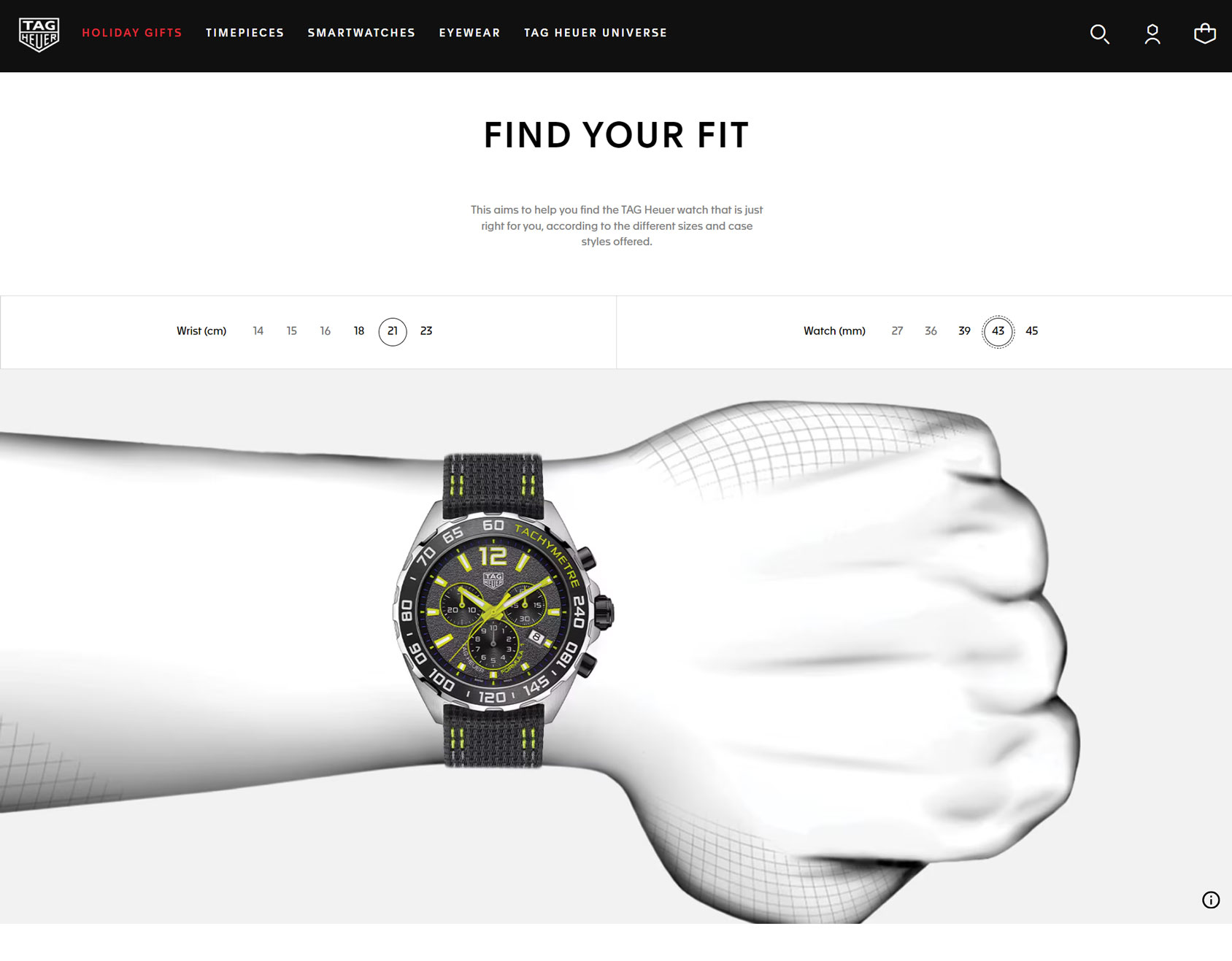 TAG Heuer Interactive Size Guide