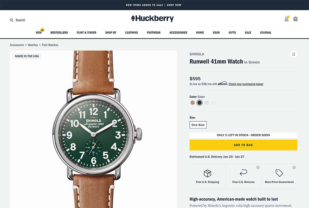 Huckberry Product Page